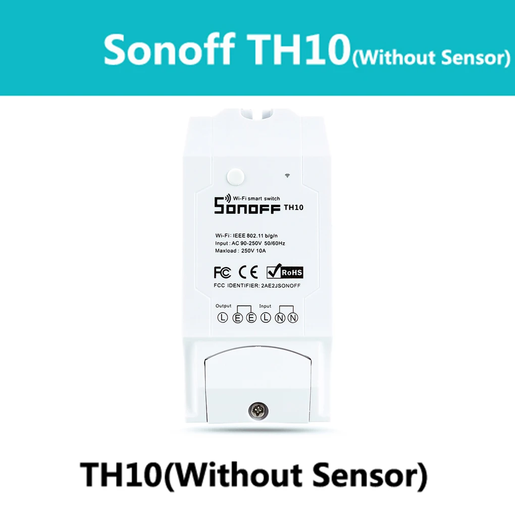 Sonoff TH 10A/16A Smart Wifi Switch Controller With Temperature Sensor And Waterproof Humidity Monitoring Home Automation - Комплект: TH10