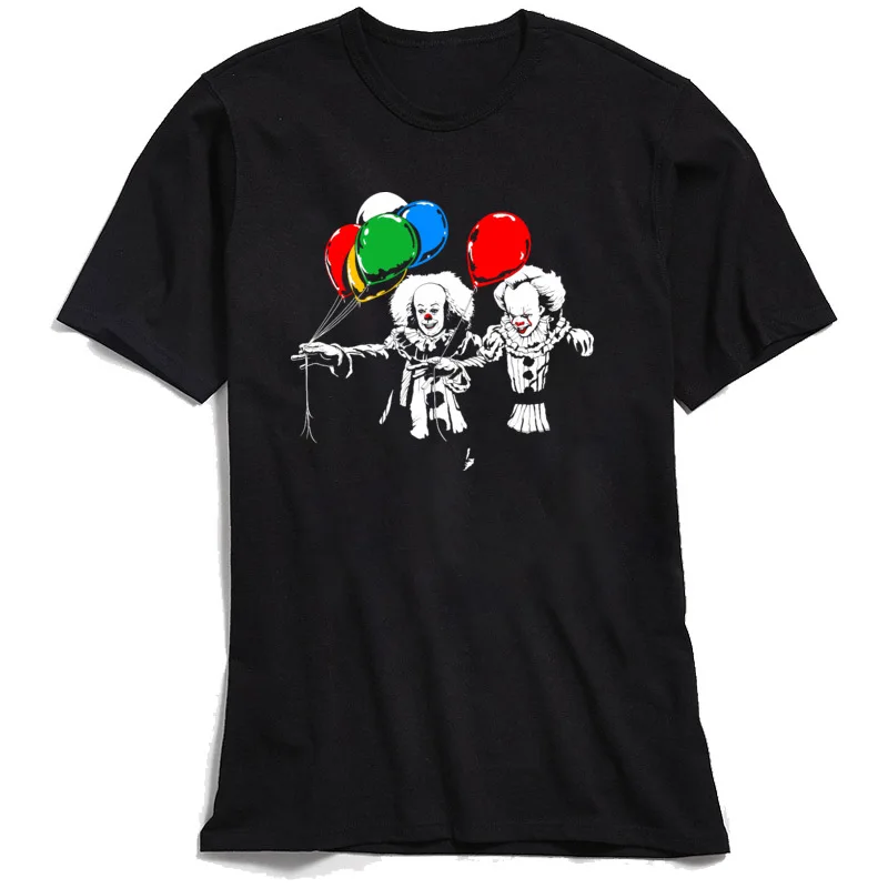 

IT Fiction Tees Men Fear Clowns Balloon T Shirt Pulp Fiction Mens T-shirt Custom Women Streetwear 100% Cotton Mad Max Clothing