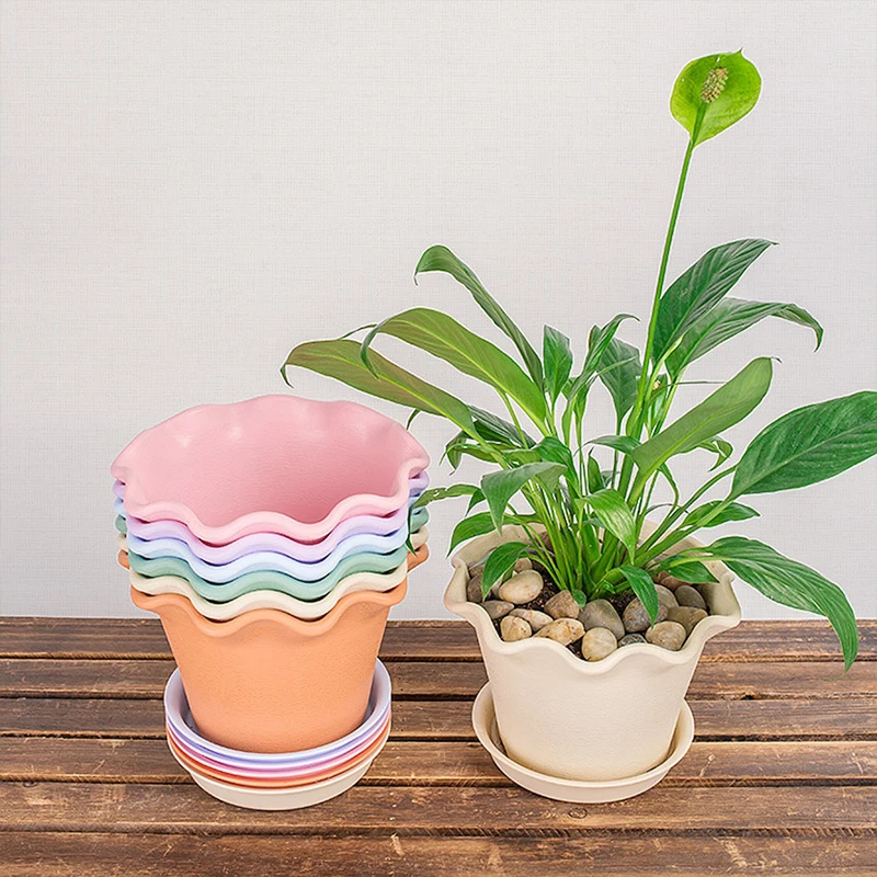 Large Plastic Plant Flower Pots Pot Trays Garden Nursery Product