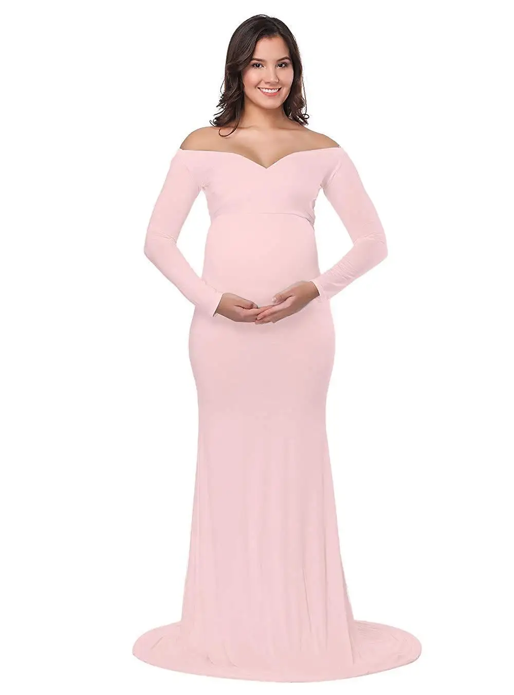 2018 Cotton Maternity Photography Props Maternity Gown Dress Off Shoulder Sexy Women Pregnancy Maxi Dresses For Photo Shooting (9)