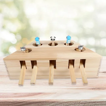 

Newest Funny Cat Toy Mouse Solid Wooden Interactive Maze Pet Hamster Five Holes cat Catch Bite Pet Seat Scratch Toy Products