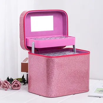 

126 Pcs Portable Suitcase Essential Oil Bottle Storage Bag Manicure Glittle Bottle Compartment Pouch Women Collecting Case
