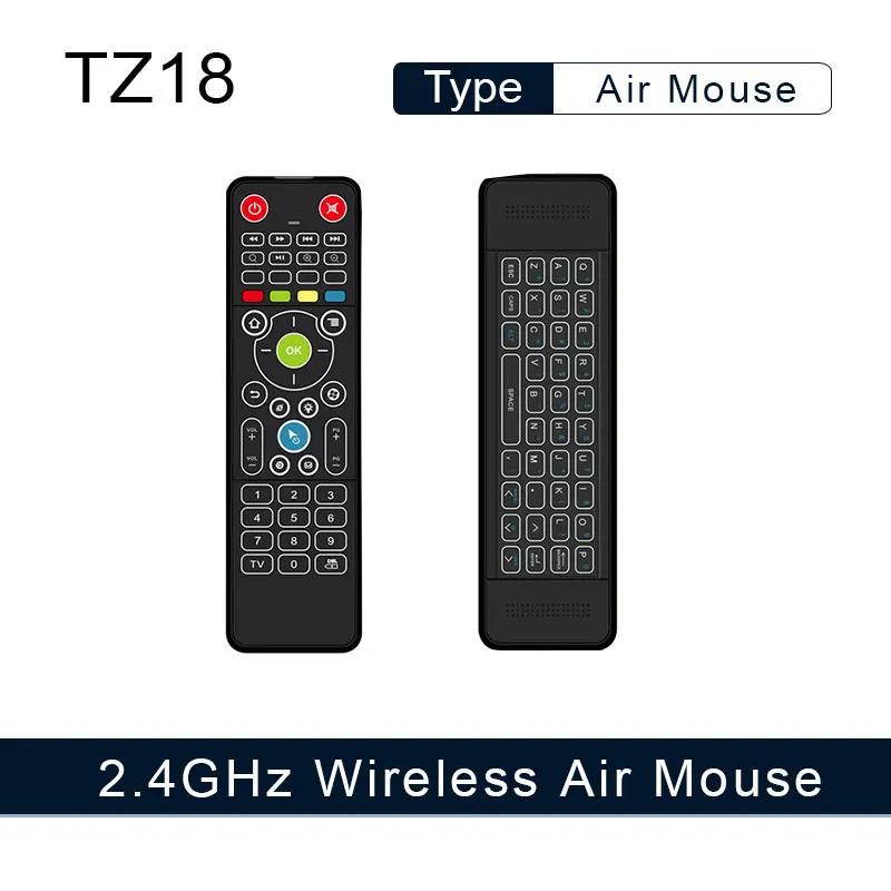 

Keyboard TZ18 Backlight Air Mouse Wireless Mini Double-side Handheld Remote Control 6-Axis Sensor Gyroscope for Android TV Box
