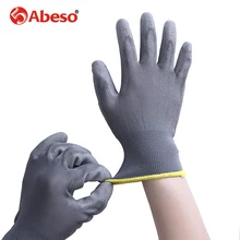 ABESO 2/10 пар серый нейлон и PU покрытием ладони электронные антистатические перчатки с ПУ Антистатические Рабочие перчатки A4004