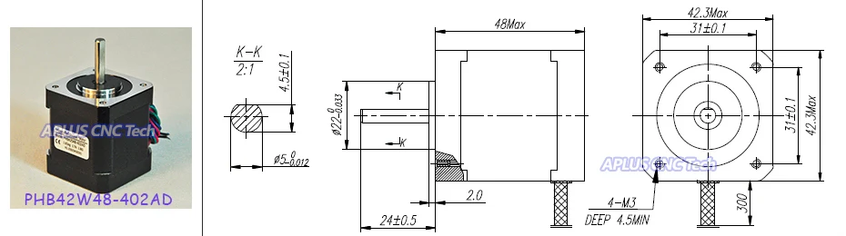 NEMA 17 0,9 шаговый двигатель(59.5oz-in/48 мм/1.7A)+ Драйвер шагового двигателя PSR4020