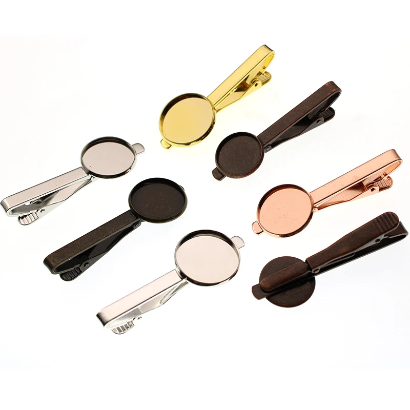 

Men Tie Clip 16 18 20mm Round Blank Tie Clips Cabochon Settings Base Brass Tie Clip Tray Bezel for DIY Clothing Jewelry Findings