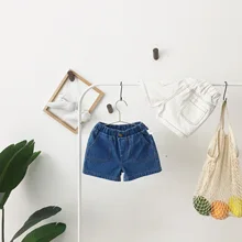 Шорты для малышей 1, 2, 3, 4 лет повседневные джинсовые штаны с эластичной резинкой на талии для девочек, свободные джинсы для мальчиков летние детские шорты новое поступление