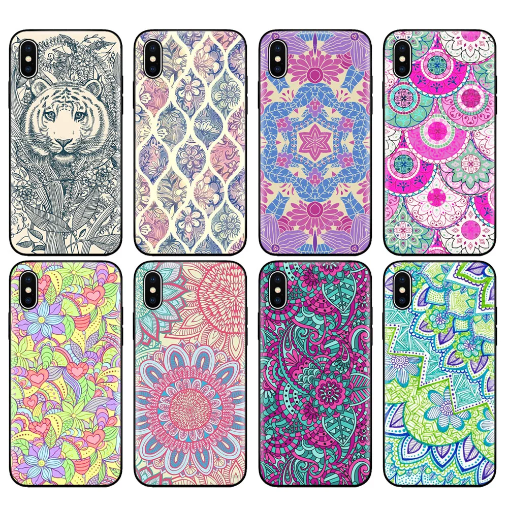 Черный чехол из ТПУ для iphone 5 5s se 6 6s 7 8 plus x 10 силиконовый XR XS 11 pro MAX с рисунком