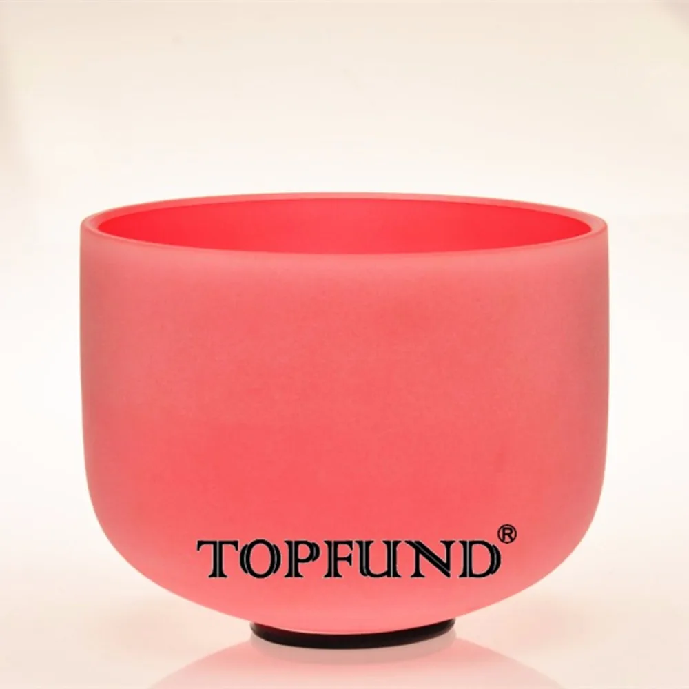 TOPFUND C # Примечание надпочечников ChakraRed Цветной Матовый Кварцевый Поющая чаша 8 ", уплотнительное кольцо и молоток, для медитации