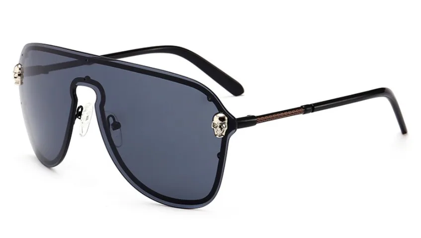 CCSPACE череп заклепки V прямоугольные солнцезащитные очки для мужчин и женщин Ретро металлическая оправа Брендовые очки дизайнерские модные мужские женские оттенки 45480 - Цвет линз: C1 black gray