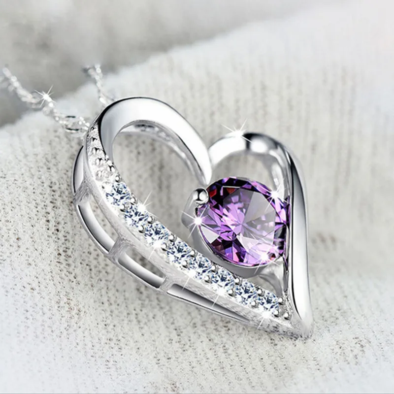 

Choker New Fine Jewelry Corrente De Prata 925 Sterling Statement Necklace Pendant Women Heart Zircon Collier Femme Bijoux N154