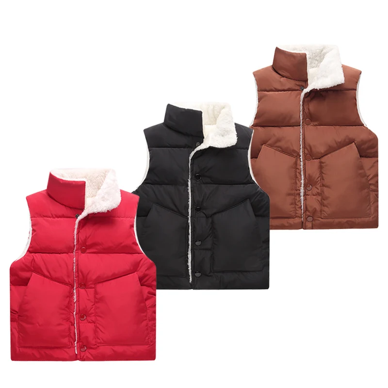 

Autumn Winter Baby Girls boy for Vest Waistcoats cotton Solid Color KidsJacket Warm Vest Baby Padded Vest boy coat for 2-8Y