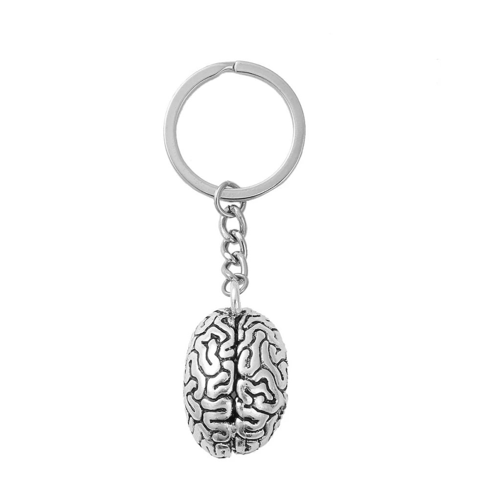 

DoreenBeads 3D Keychain & Keyring Key Chains Anatomical Human Cerebrum Brain Antique Silver Color 8.7cm(3 3/8"), 1 Pcs