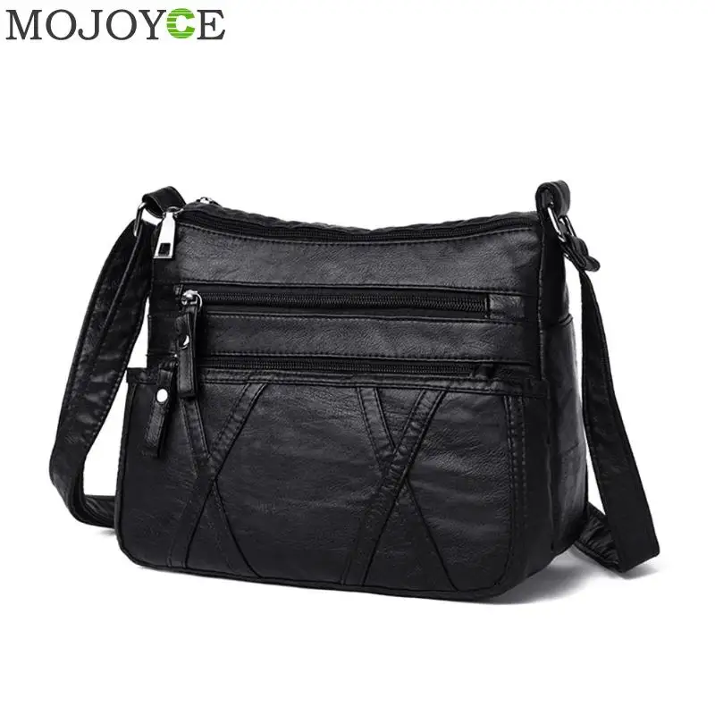 أزياء النساء Crossbody حقيبة أسود لينة جلد حقيبة كتف خليط حقيبة ساعي صغيرة رفرف حقيبة للفتيات