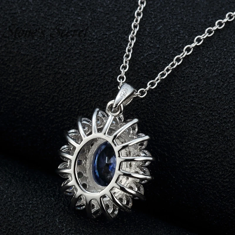 925 Sterling Silver Created Tanzanite Pendant With Chain Sunflower Jewelry