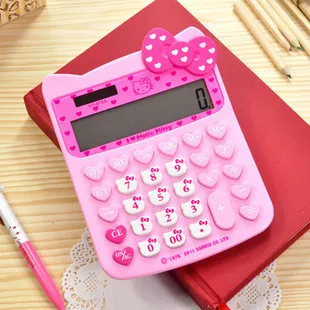 free shipping hello kitty style gigit desk cute calculator pink