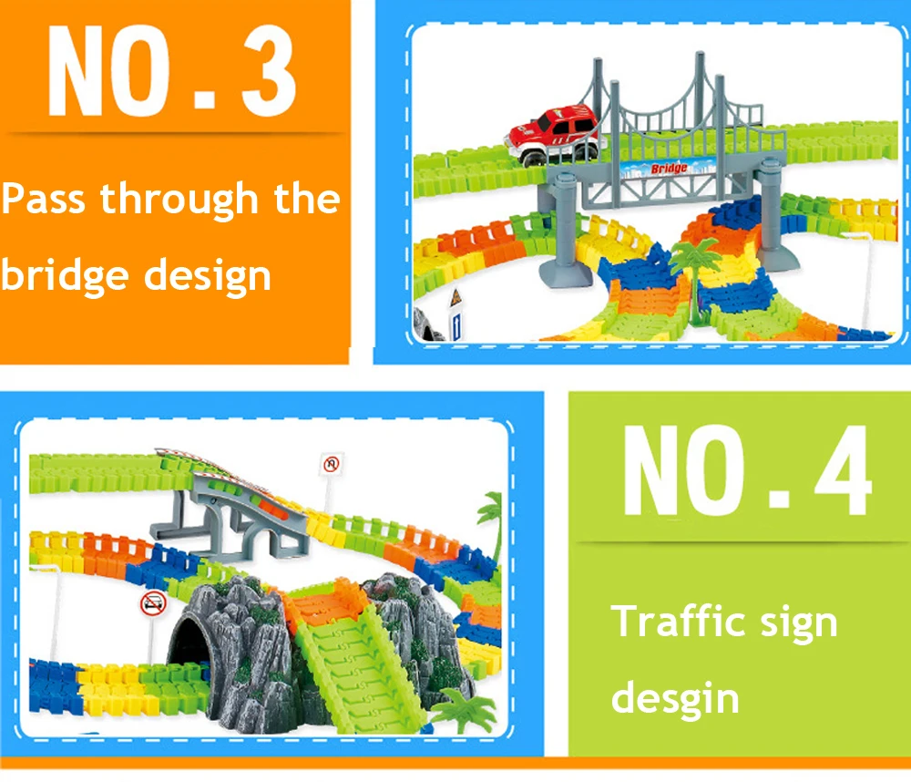 Волшебный гоночный трек Набор DIY светящиеся гибкие железнодорожные дорожки автомобильные аксессуары Развивающие игрушки для детей Подарки для мальчиков