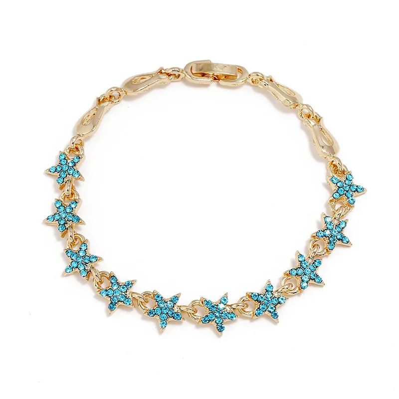 

Trendy Chain Bracelet Silver Gold Color Star Rhinestone Charm Bracelet for Women Link Chain Crystal Bracelet Bangle Jewelry Gift