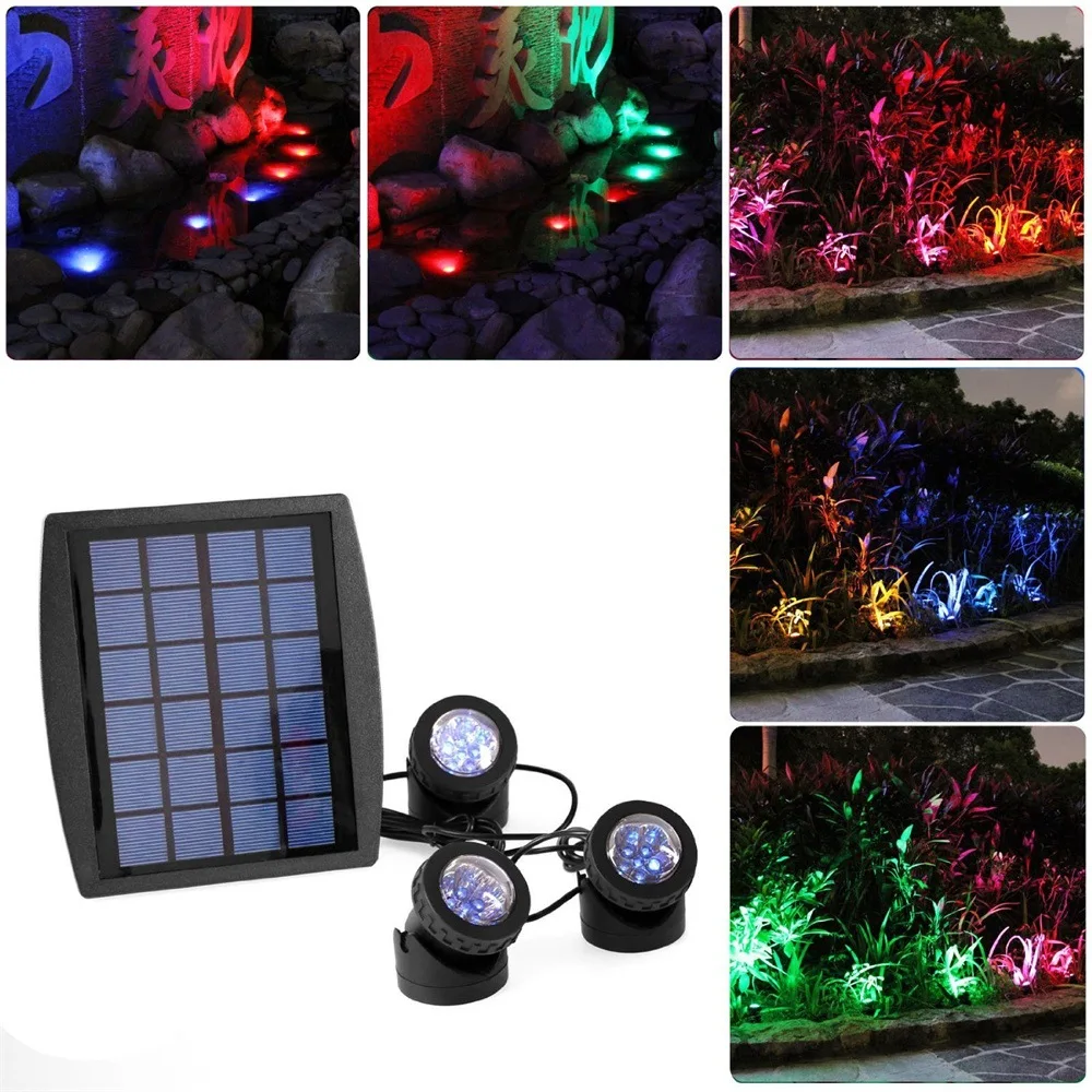New Solar Power RGB LED Underwater Floodlight Light Garden Swimming