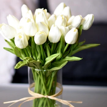 10PCS Tulip Artificial Flower Real Touch Artificial Bouquet Fake Flower for Wedding Decoration Flowers Home Garen Decor 1