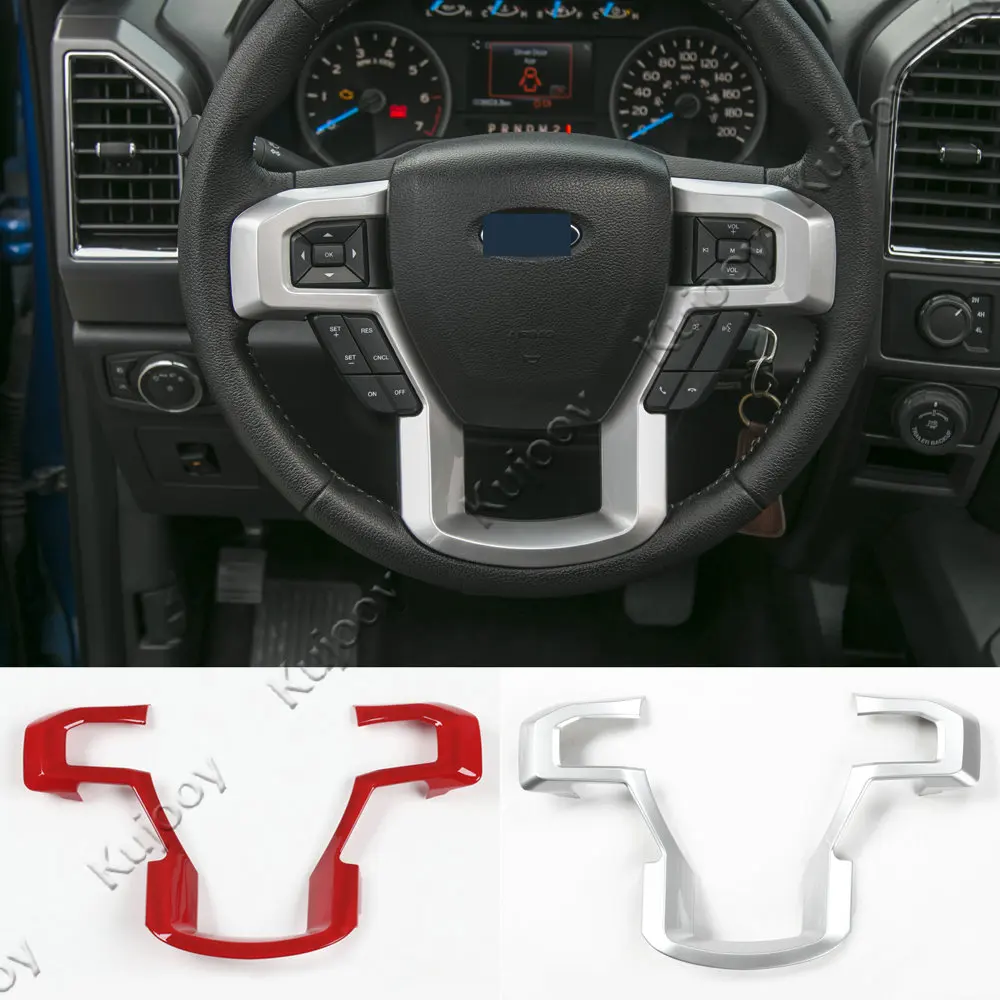 1Pcs Red Silver font b Car b font Steering Wheel Button Cover Frame Trim Decal Sticker