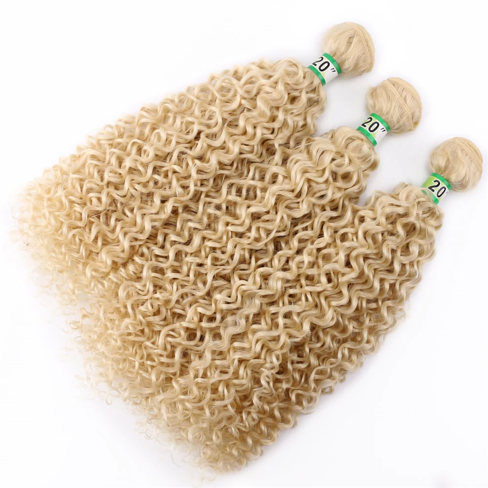 Kinky Curly Cabelo Sintético Weave Bundles, 16
