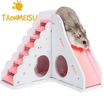 

New arrival Hamster sleeping nest Square Slide Environmental Friendly Warmth Wooden Toy Cage for Hamster Guinea pigs House