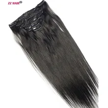 ZZHAIR 70 г 1"-18" машинные волосы remy 7 шт. в наборе человеческие волосы для наращивания на всю голову набор Натуральные Прямые Волосы