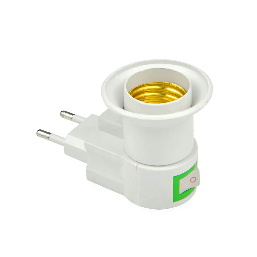 

1Pcs E27 LED light Male Sochet Base type to AC Power 110V 220V EU Plug lamp Holder Bulb Adapter Converter + ON/OFF Button Switch