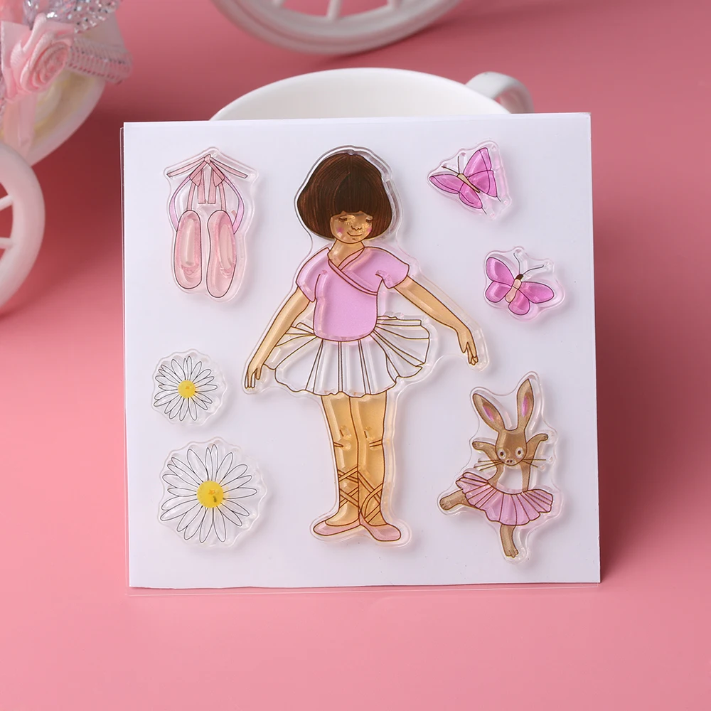 

1PC Dance Girl Scrapbooking Album Cards Transparent Silicone Rubber Clear Sheet Stamps Cards Album DIY Crafts