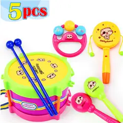 5 шт. учебный музыкальный набор инструментов детские игрушки колокольчики погремушки барабан малыш игровой образовательный игрушки для