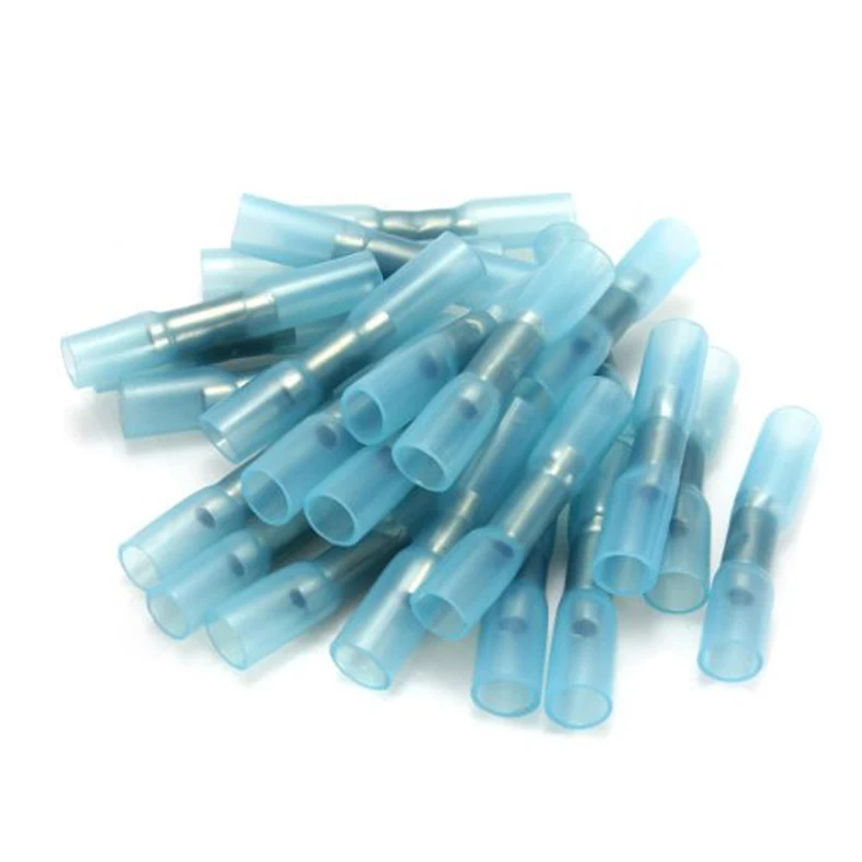 

Hot 100pcs BHT2 Insulated Heat Shrink Butt Wire Electrical Crimp Terminal Connector 14-16AWG LFD