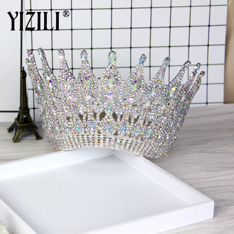 Новая Роскошная большая Европейская свадебная корона YIZILI для невесты