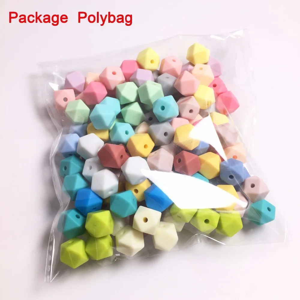 silicone beads Hexagon candy color 100PC baby teether Mini Hexagon bead Necklace Pendant DIY nursing bracelet kids beads