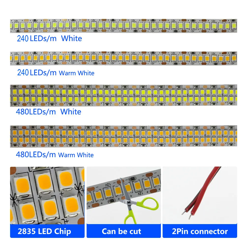 Светодиодная лента 2835 480 светодиодный s/метр высокой яркости гибкий светодиодный светильник 240 светодиодный s 480 светодиодный s/m DC12V Светодиодный светильник