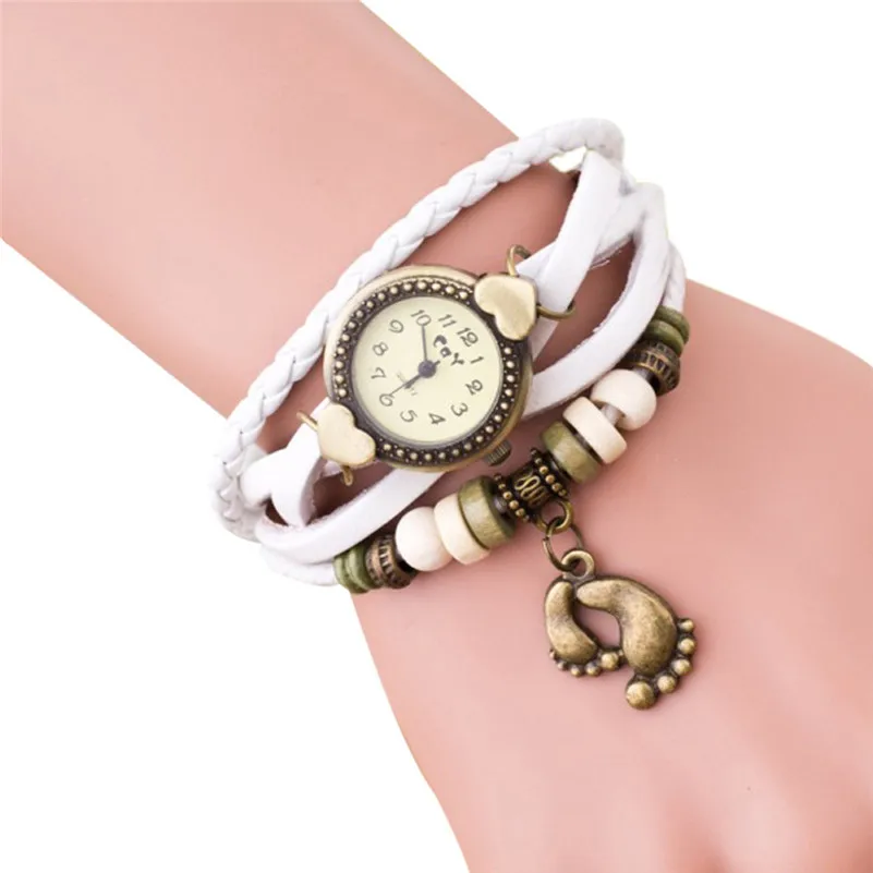 NEW Watch band leather Quartz Watch Women Ladies Casual Fashion Bracelet Footed Wrist Watch Clock relogio feminino female M18 (1)