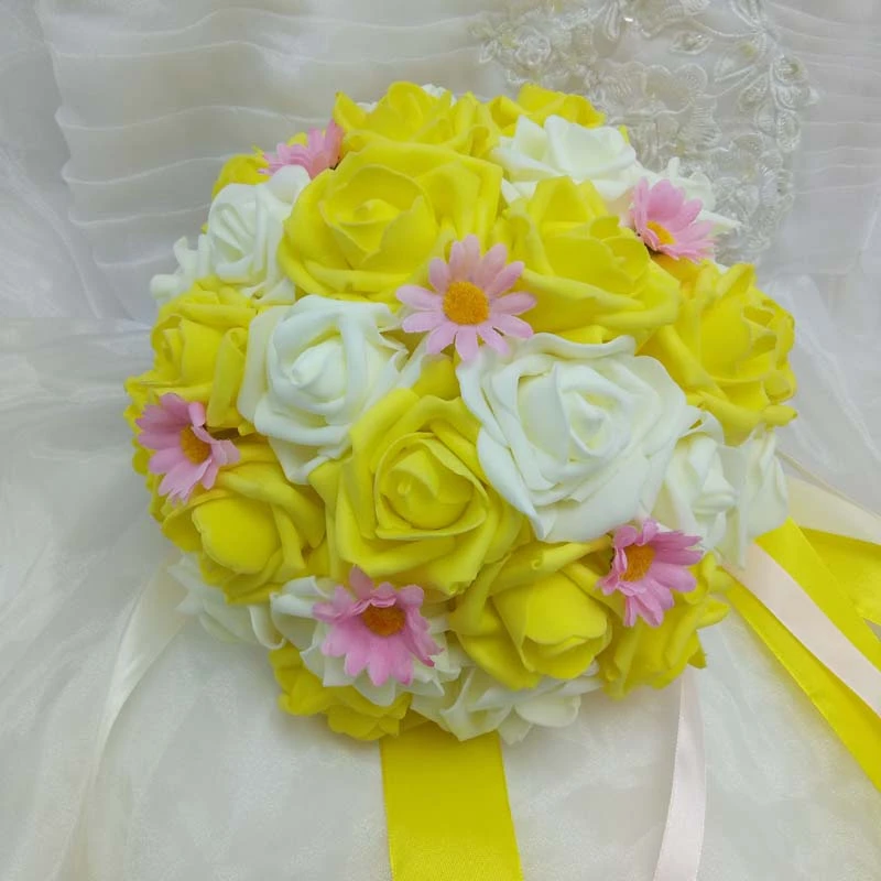 Yellow Rose Bridal Bouquet Handmade Artificial Flower Rose Wedding Decoration Bridal Bouquet Simulation Rose Wedding Artificial Flowers Roseflower Roses Wedding Aliexpress