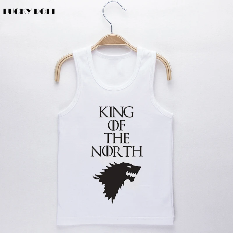 LUCKY ROLL 2018 Children Tank Tops Kids Camisole King Of The North Letter Printed White Children Soft Cotton Vest Baby Underwear LUCKY ROLL 2018 Children Tank Tops Kids Camisole King Of The North Letter Printed White Children Soft Cotton Vest Baby Underwear