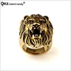 316L Stainless Steel Lion Face Gold Plated  Rings Hipsters Men Women Hip Hop Bijoux Street Dancing Nightclub Punk Finger Jewelry 2