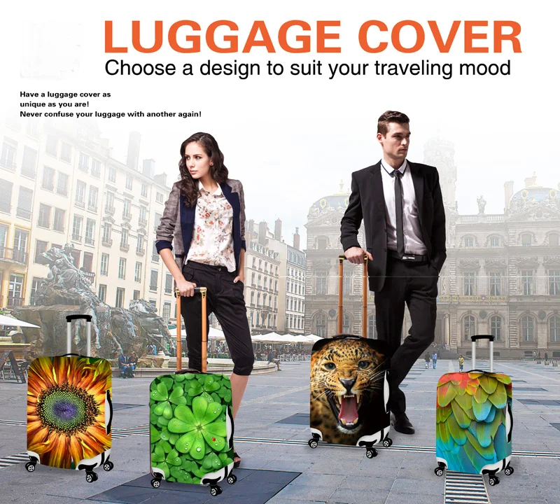 FORUDESIGNS Elastic Luggage Covers Art Elephant And Lotus Travel Accessories Trolley Baggage Apply to 18-32inch Suitcase Covers