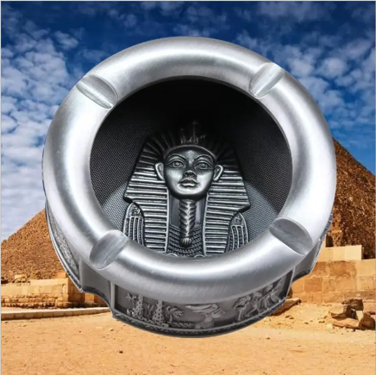 Европейский круглая металлическая Пепельница роскошные сигарная пепельница, для курения лоток карманная пепельница египетского Декор пепельница на открытом воздухе AT017