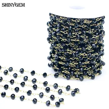 

ShinyGem 4*6mm Abacus Crystal Bead Chains Multi Colors Natural Rhinestone Rosary Chain For Jewelry Making DIY Accessories 5M/Lot