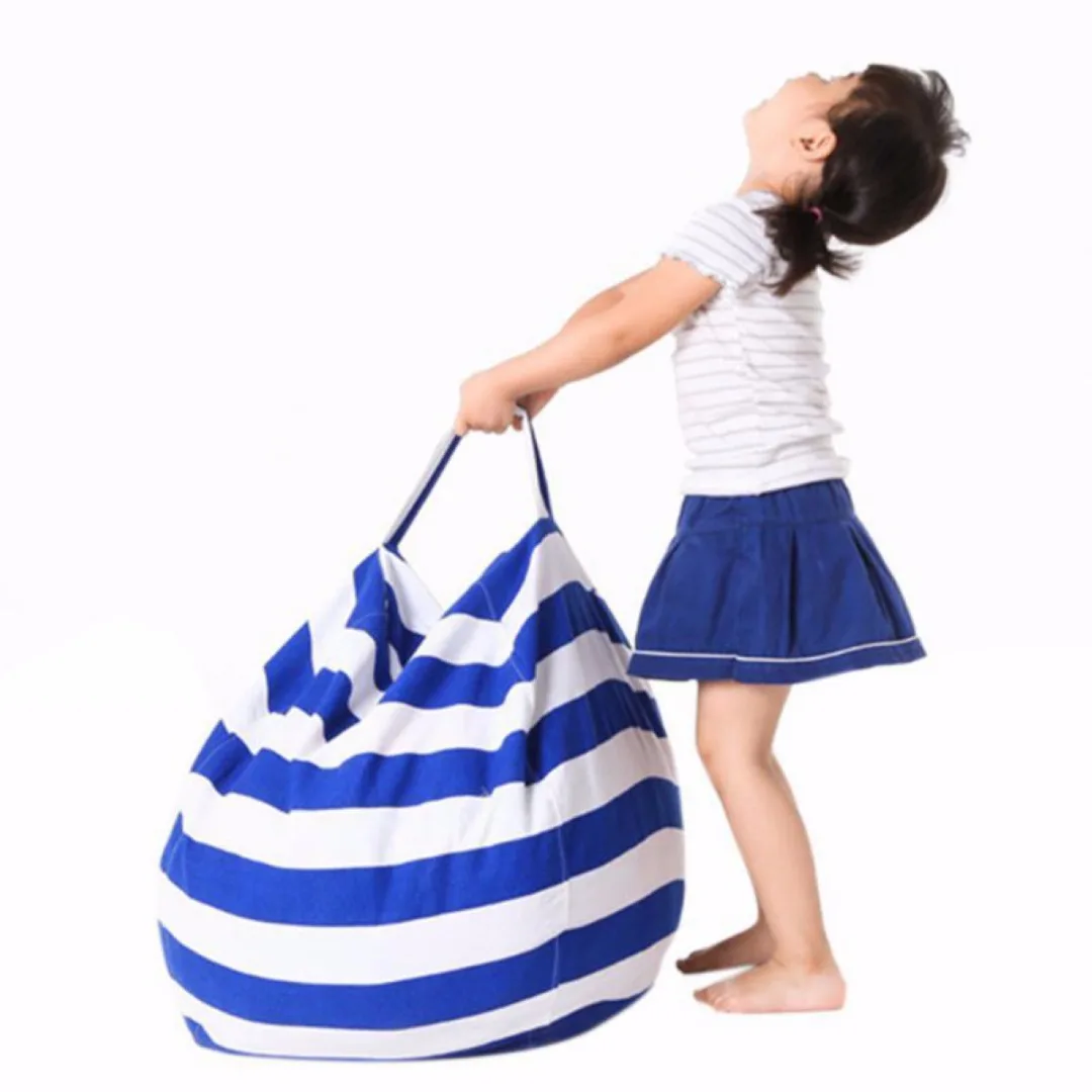 1.4/2m  Cotton Kids Stuffed Animal Toy Bean Bag Storage Pouch Soft Stripe Fabric Chair