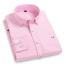 Новые мужские хлопок Оксфорд футболка с длинными рукавами мужская деловая Повседневная однотонная мужская рубашка