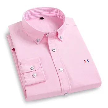 

New men's cotton oxford long-sleeved shirt men's business casual solid color men's shirt