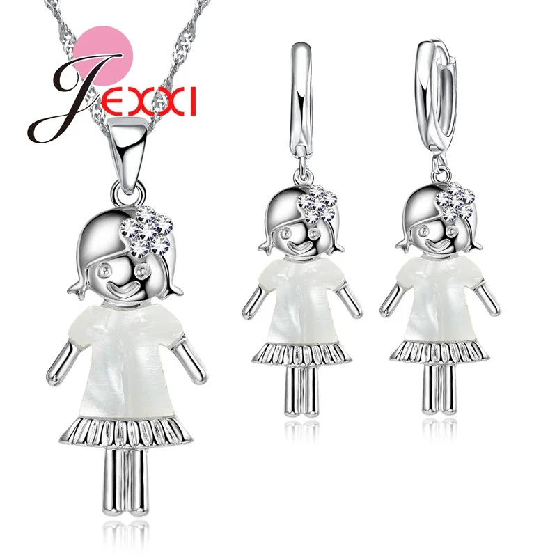 JEXXI Cute Little Girl Jewelry Sets for Women Bridal Accessory Silver