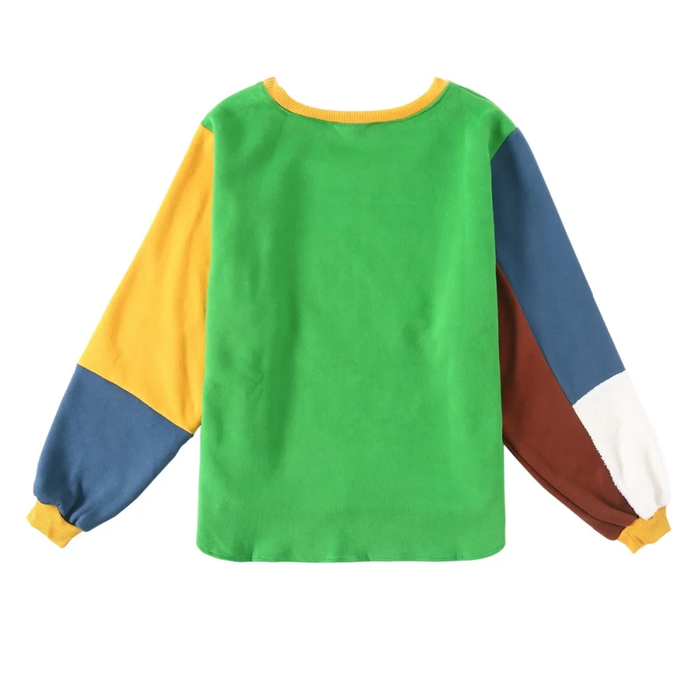 Японский принт, осень, новинка, женский свободный флисовый плотный зеленый пуловер с круглым вырезом, свитера, милый консервативный стиль, весна-осень, новинка