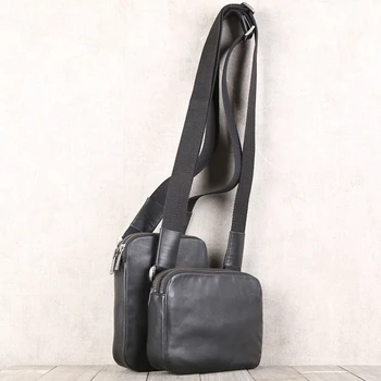 

Alisara Men Messenger Bags First Layer Leather Crossbody Business Casual Handbag Male Genuine Leather Shoulder Bag Black