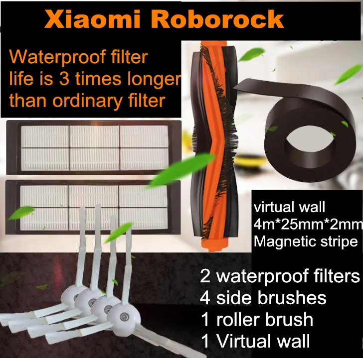 

Main Brush Side brush waterproof Hepa filter Virtual Protective wall for XiaoMi 1st 2st Mijia Roborock part accessry Replacement