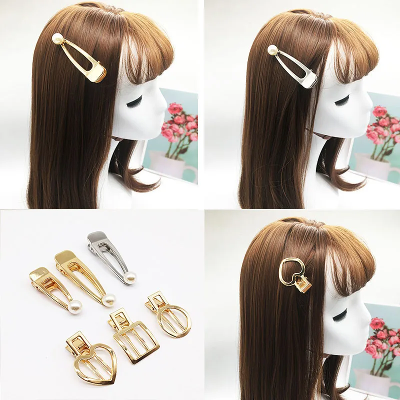 

Vintage Pearl Hair Clip Glossy Matte Hollow Metal Hairpin For Women Girls Barrettes Hairgrips Headwear Hair Accessories